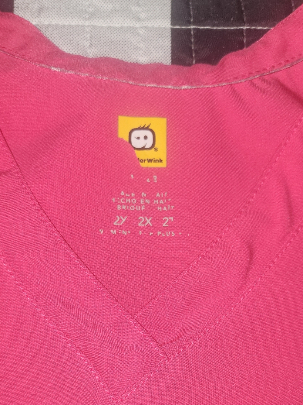WonderWink Pink V-Neck Scrub Top Plus Size 2x